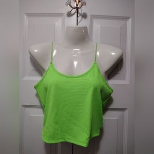 Love J Neon Lime Ribbed Cropped Tank Large 🆕